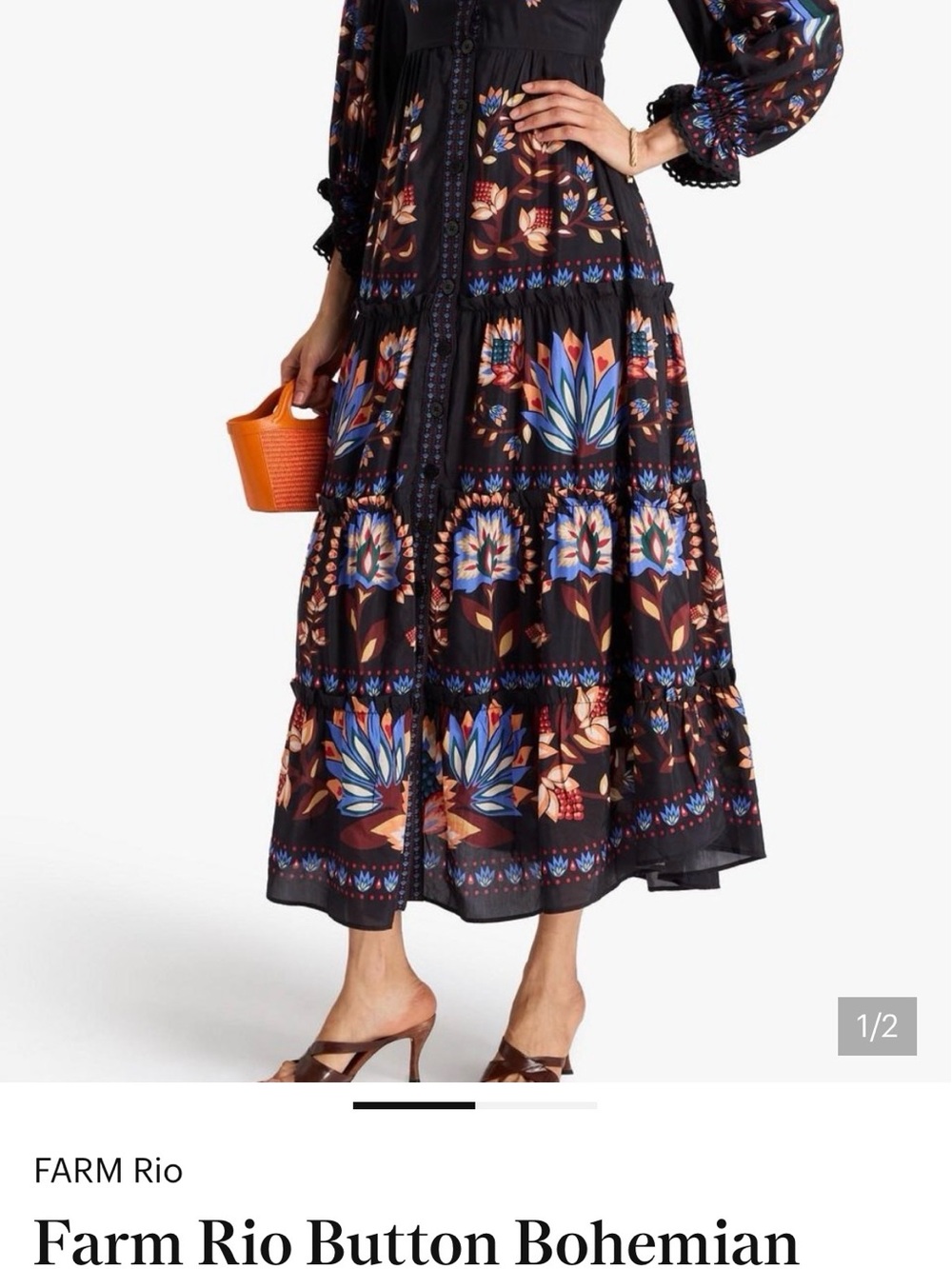 FARM RIO Black Floral Tiered Maxi Dress - Black - Picture 7 of 13